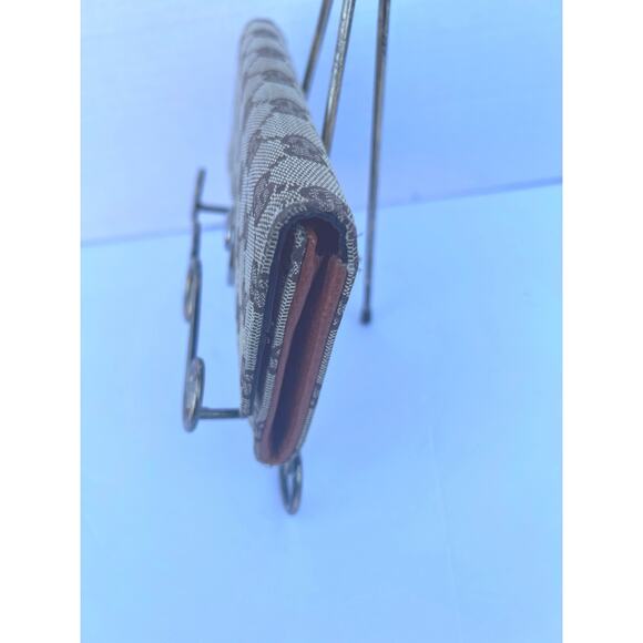 Gucci Eclipse Continental GG Monogram Brown Canvas Leather Trim Trifold Wallet - Picture 2 of 14